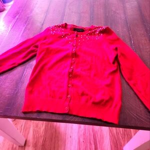 Central Park West Seqined red crew-neck sweater size Medium US